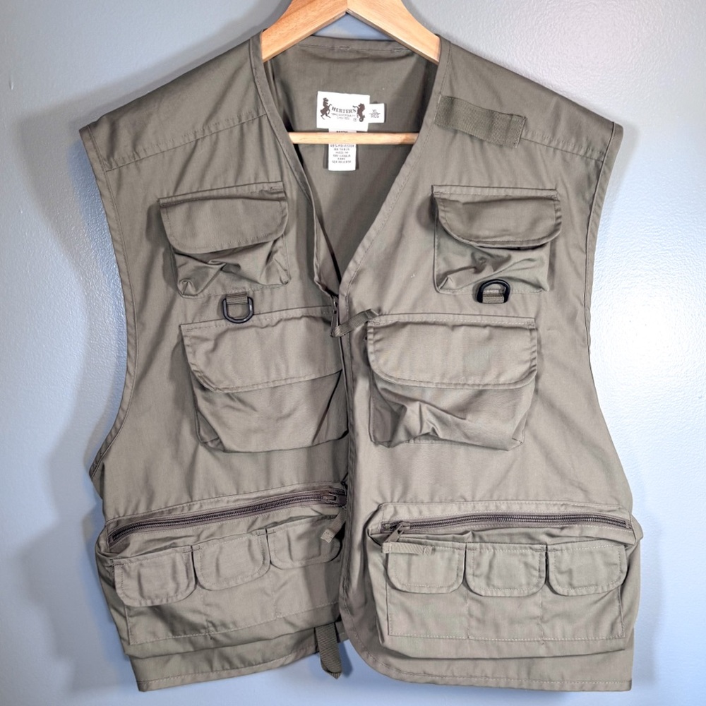 Werter’s XL Utility Fishing Vest Khaki Multi Pocket Outdoor Travel - Picture 3 of 11